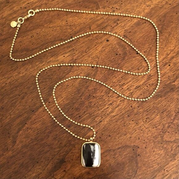 J.Crew | Black & White Agate Pendant | 33” Length - Picture 2 of 4